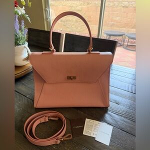 Couronne Pink Leather Top-Handle Satchel, NWT